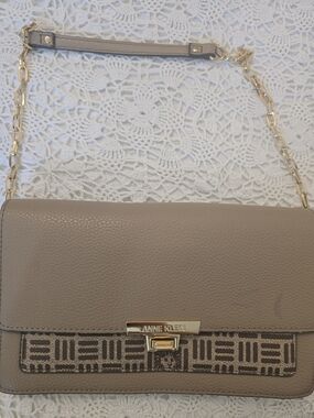 Anne Klein Taupe Chain-Handle Shoulder Bag